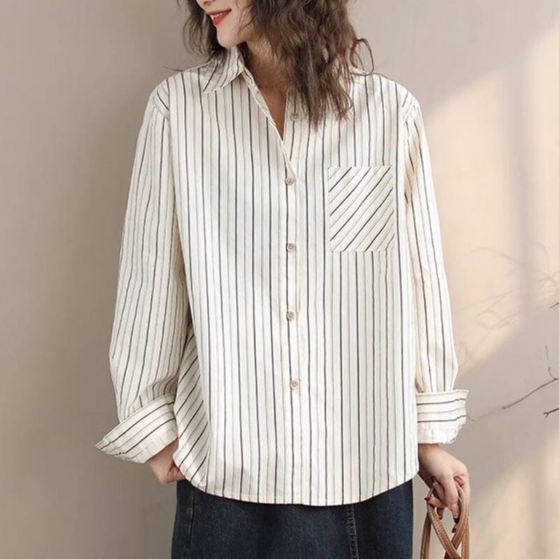 BABAKUD Casual Loose Long Sleeve Embroidery Shirt  Long white shirt,  Blouses for women, Casual tops for women