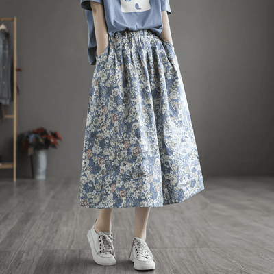 Babakud Women Summer New Cotton Floral A-Line Skirt