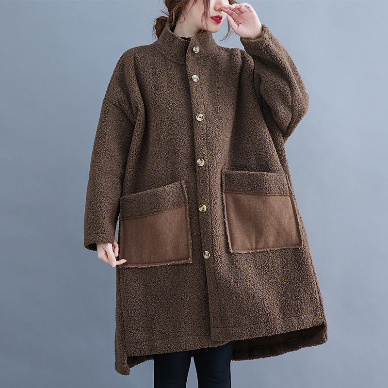 Babakud Women Winter Oversized Cashmere Shearling Coat