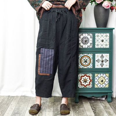 Babakud Women Autumn Retro Old Fashioned Premium Linen Casual Pants