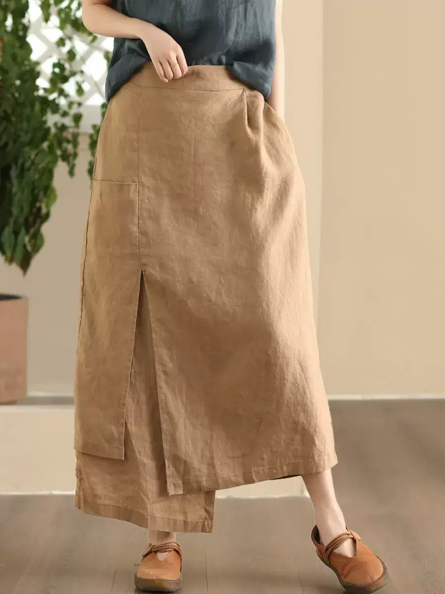 Babakud Women High Waist Linen Skirt