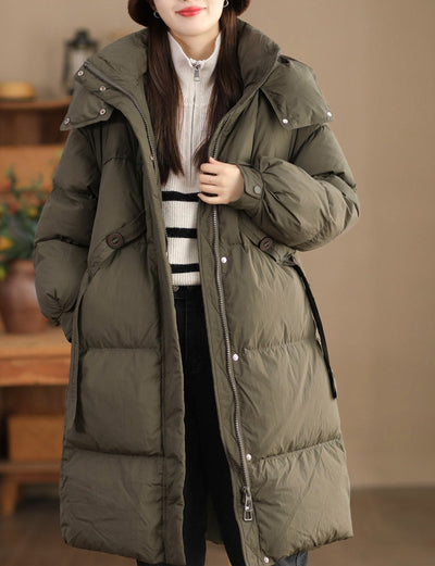 Babakud Women Winter Hooded Thick Warm Puffer Long Coat