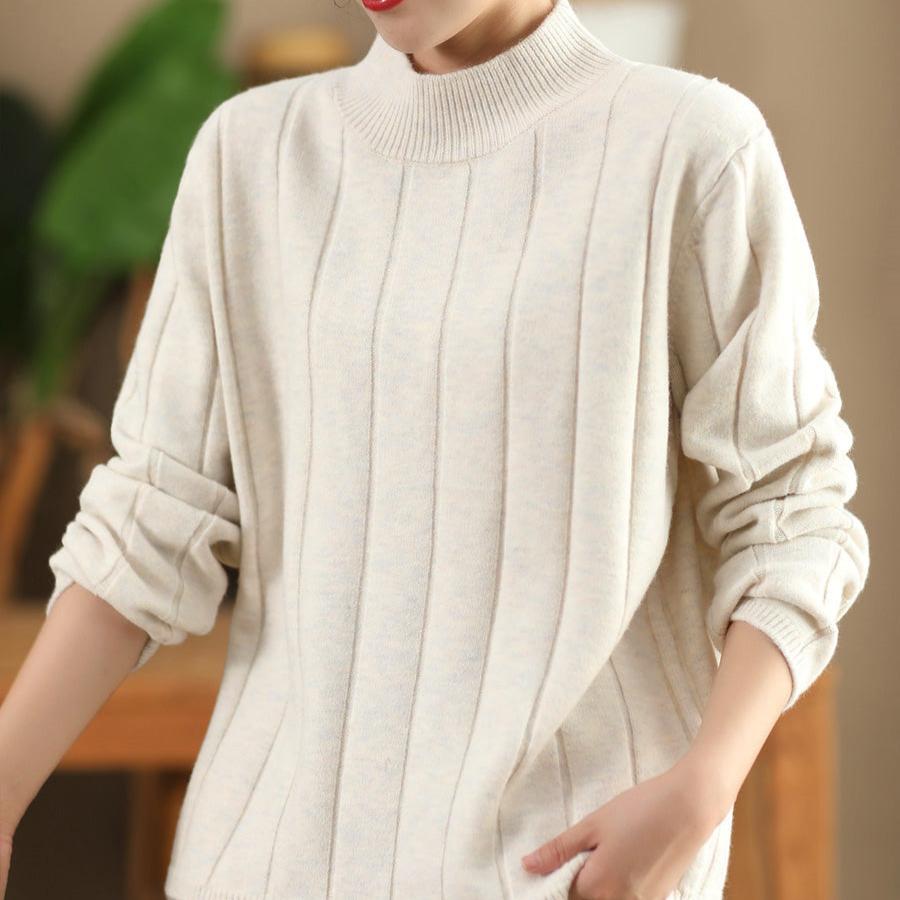 Babakud Women Autumn Solid Colors Wool Knitted Pullover Top