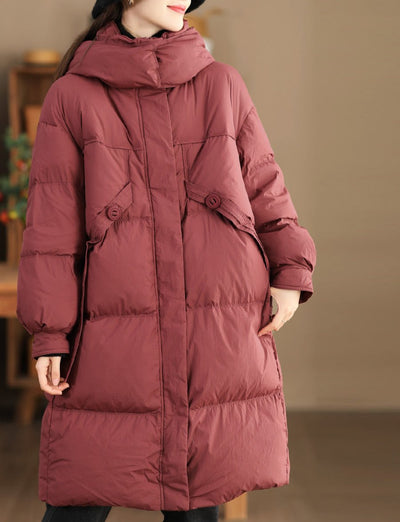 Babakud Women Winter Hooded Thick Warm Puffer Long Coat