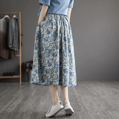 Babakud Women Summer New Cotton Floral A-Line Skirt