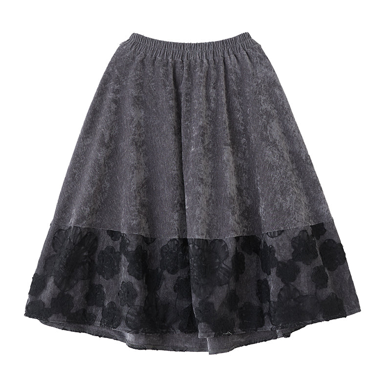 Women Spring Retro Fashion Cotton Mesh A-Line Skirt