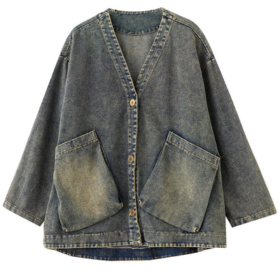 Babakud Women Spring Retro Vintage Casual Denim Jacket