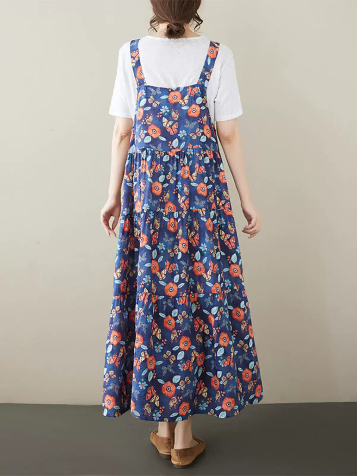 Babakud Women Trendy Blossom Linen Swing Maxi Dress