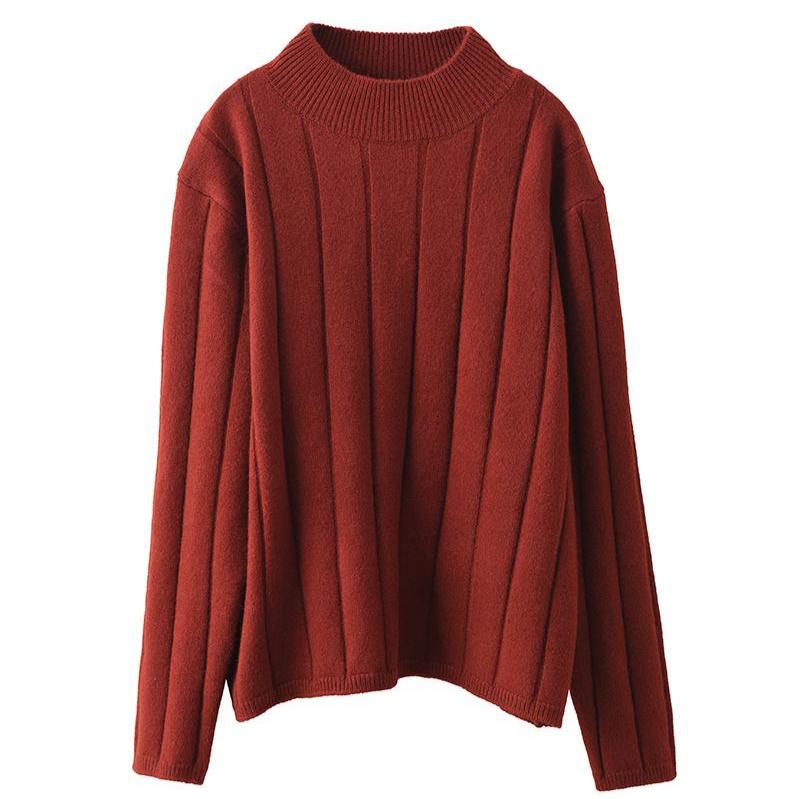 Babakud Women Autumn Solid Colors Wool Knitted Pullover Top