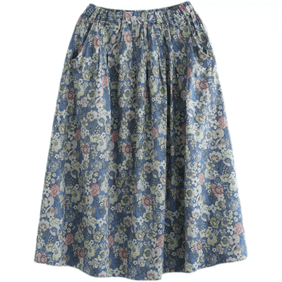 Babakud Women Summer New Cotton Floral A-Line Skirt