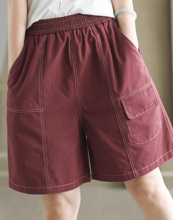 Babakud Women Summer New Retro Cotton Casual Shorts