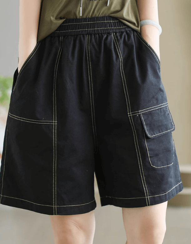 Babakud Women Summer New Retro Cotton Casual Shorts