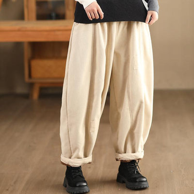 Babakud Women Winter Retro Cotton Plush- Lined Thickened Harem Pants