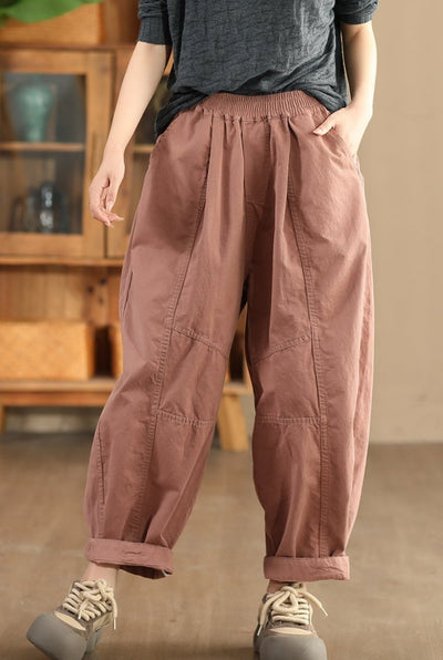 Babakud Women Autumn Retro Cotton Casual Harem Pants