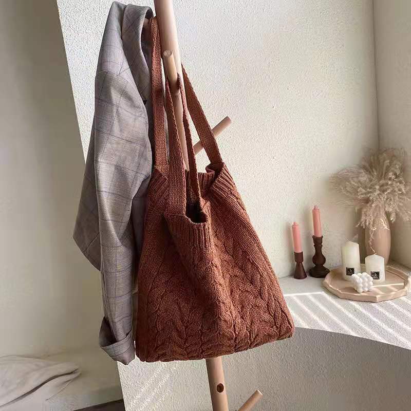 Babakud Retro Plain Knitted Wool Shoulder Bag