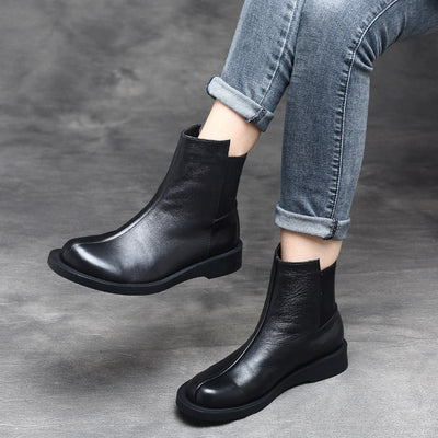 Women Minimalist Suede Patchwork Leather Martin Boots