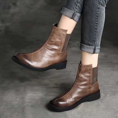 Women Minimalist Suede Patchwork Leather Martin Boots