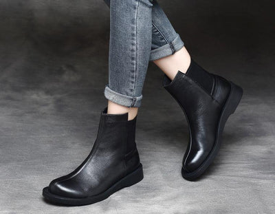 Women Minimalist Suede Patchwork Leather Martin Boots