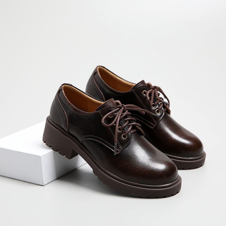 Women Classic Retro Lace-Up Business Casual Leather Shoes