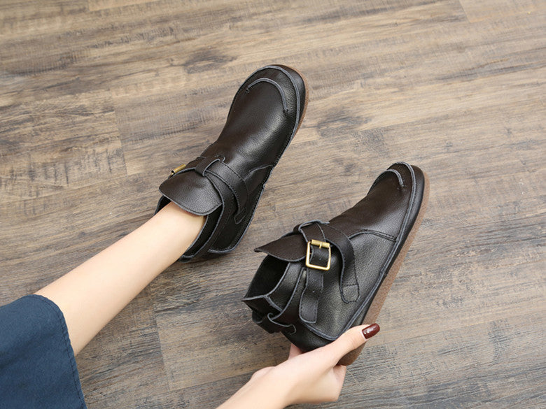 Women Vintage Buckled Ankle Boots