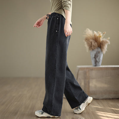 Babakud Women Autumn Narrow Casual Wide- Legs Jeans