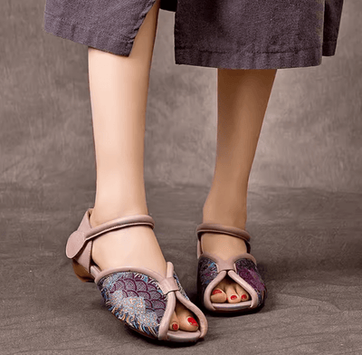 Babakud Women Ethnic Design Pattern Peep-Toe Sandals