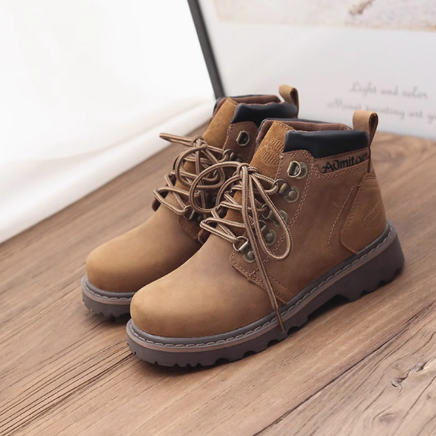 Women Vintage Distressed Leather Casual Martin Boots