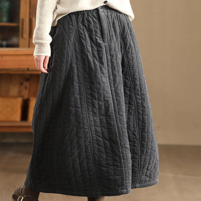 Babakud Women Winter Soft Cotton Corduroy Quilted A- Line Skirt