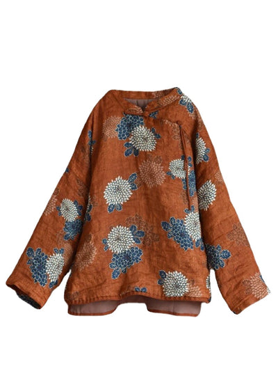 Babakud Women Winter Printed Floral Quilted Cotton Pullover