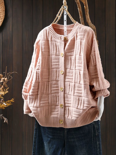 Babakud Women Autumn Wool Blend Solid Colors Cotton Knitted Sweater