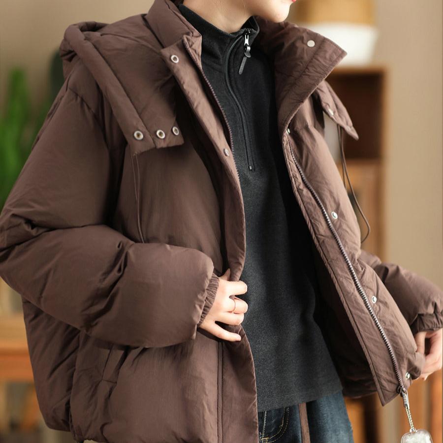 Babakud Women Winter Windproof Hooded Thick Warm Puffer Short Jacket