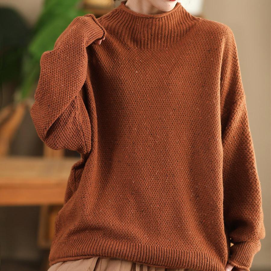 Babakud Women Autumn Retro Speckled Cotton Knitted Sweater