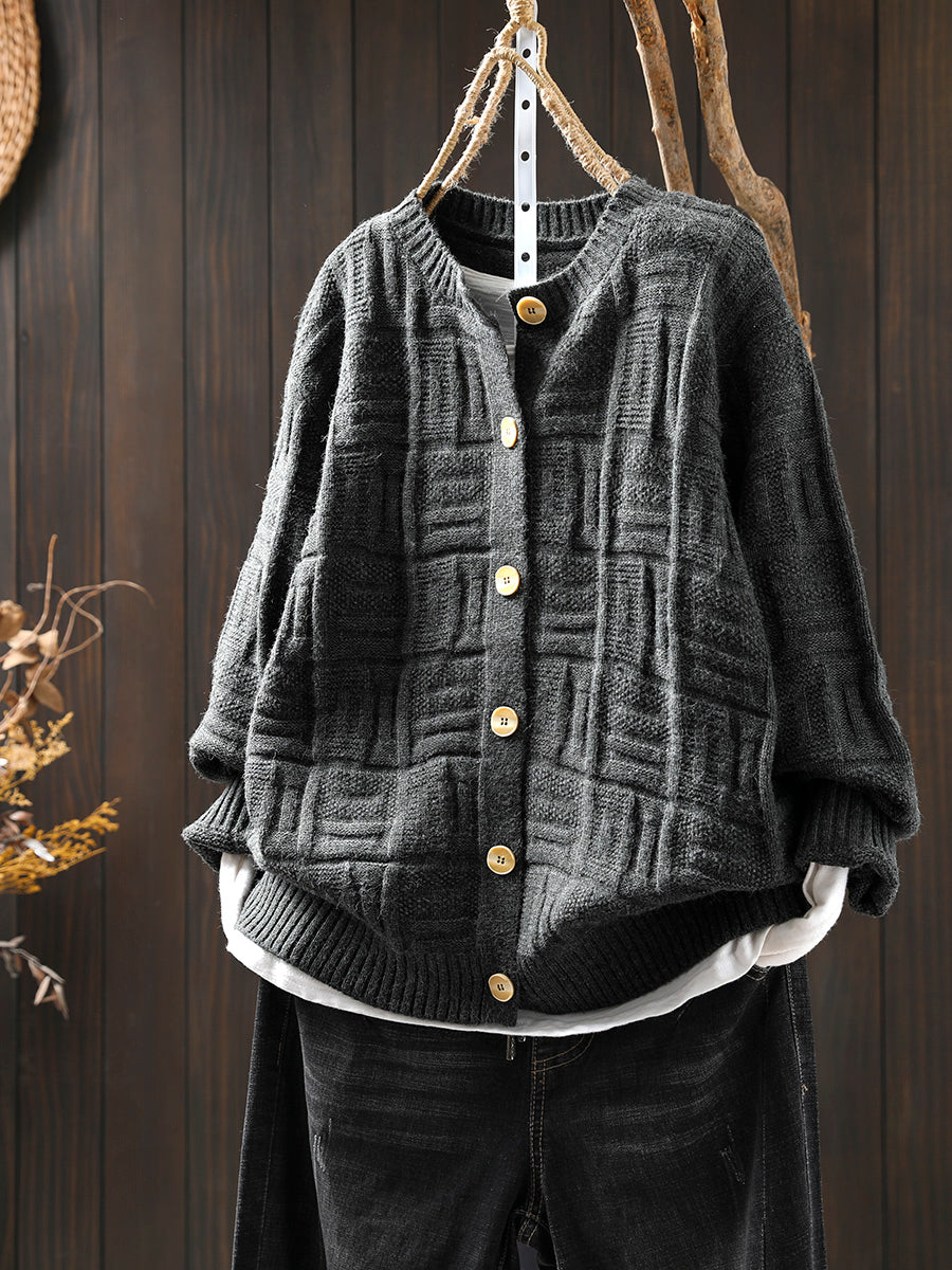 Babakud Women Autumn Wool Blend Solid Colors Cotton Knitted Sweater