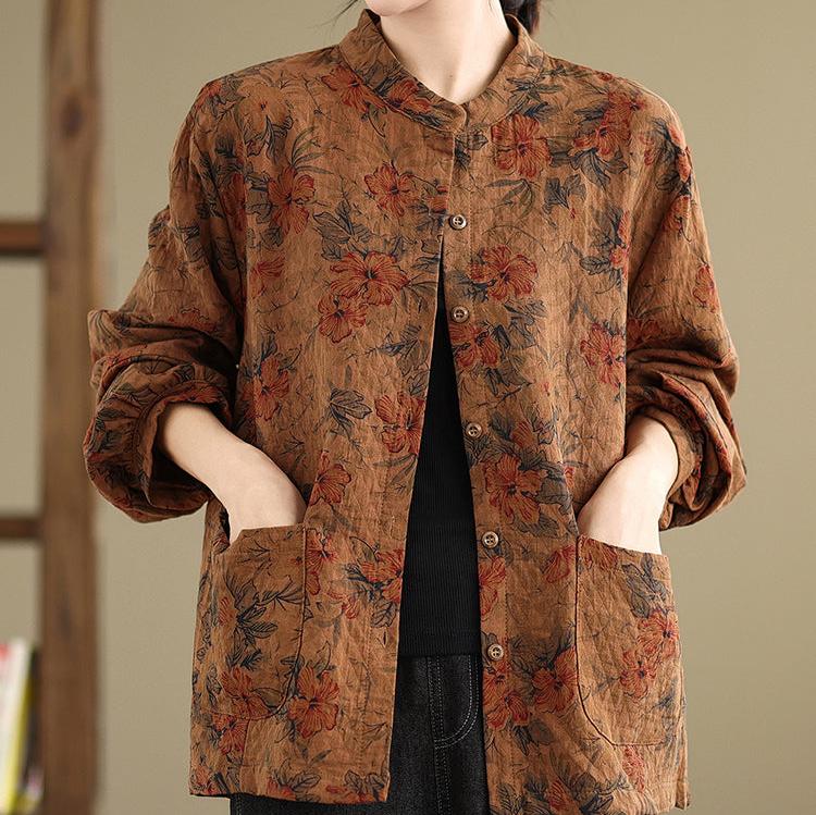 Babakud Women Autumn Retro Double- Layer Cotton Gauze Jacket