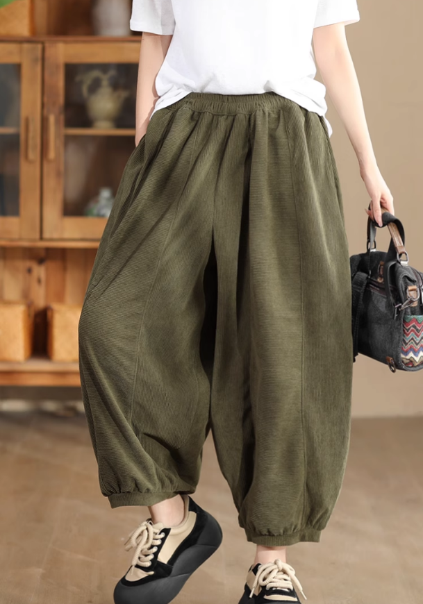 Babakud Women Autumn Vintage Cotton Corduroy Harem Pants