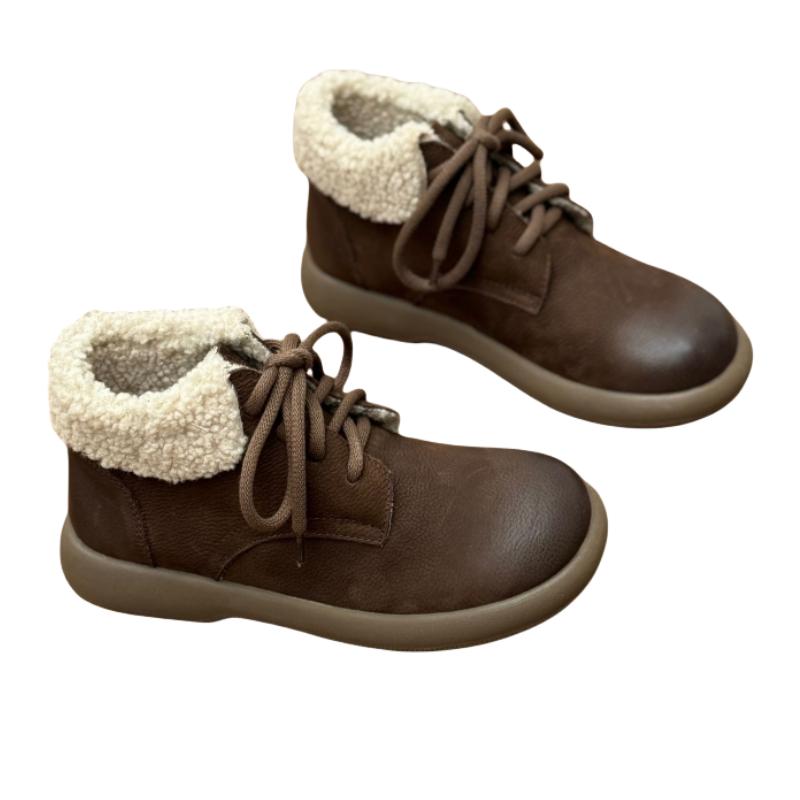 Babakud Women Winter Handmade Leather Cotton- Lined Martin Boots