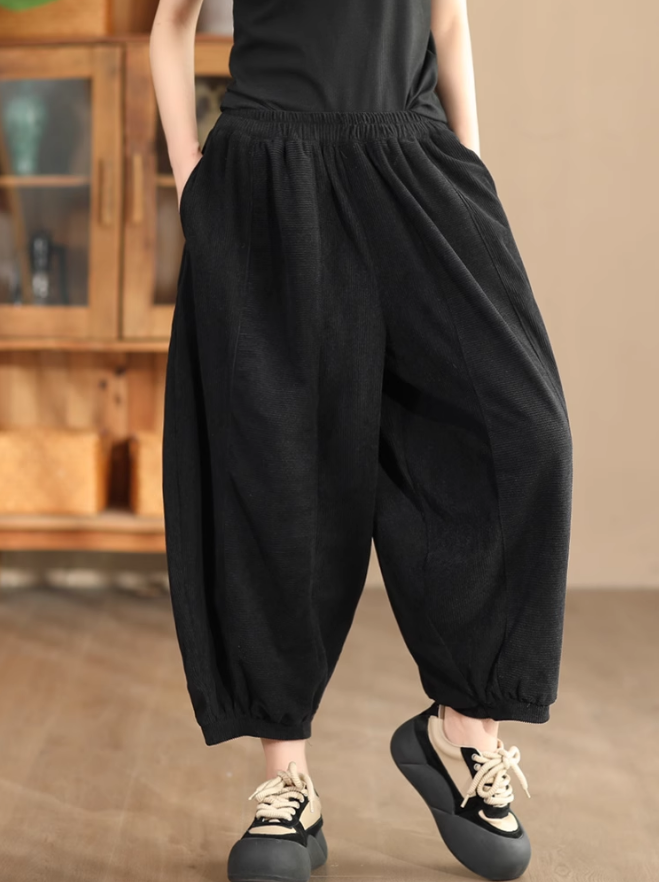 Babakud Women Autumn Vintage Cotton Corduroy Harem Pants