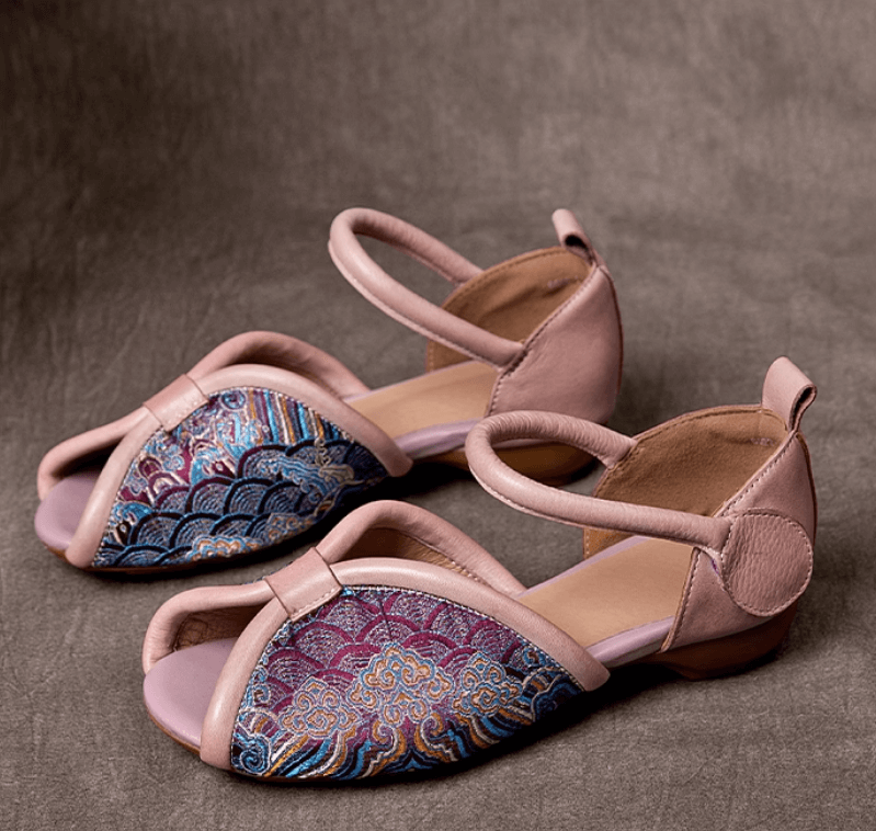 Babakud Women Ethnic Design Pattern Peep-Toe Sandals