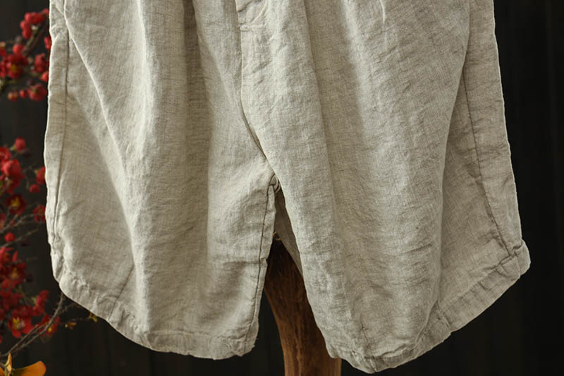 Babakud Women Summer Simple Linen Elastic-Waist Pants