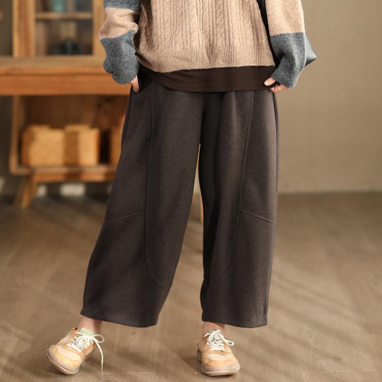 Babakud Women Autumn Woolen Thickened Loose Fit Casual Pants