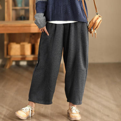 Babakud Women Autumn Woolen Thickened Loose Fit Casual Pants