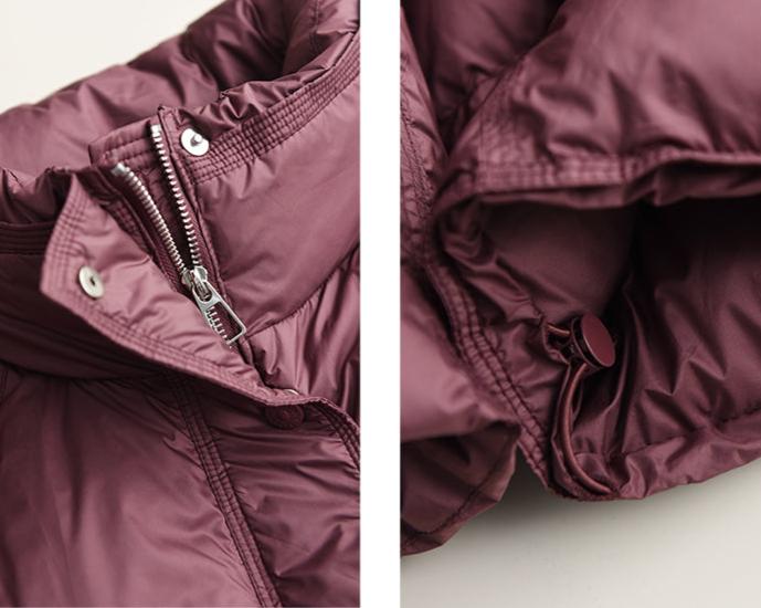 Babakud Women Winter Windproof Stand Collar Solid Colors Down Puffer Jacket