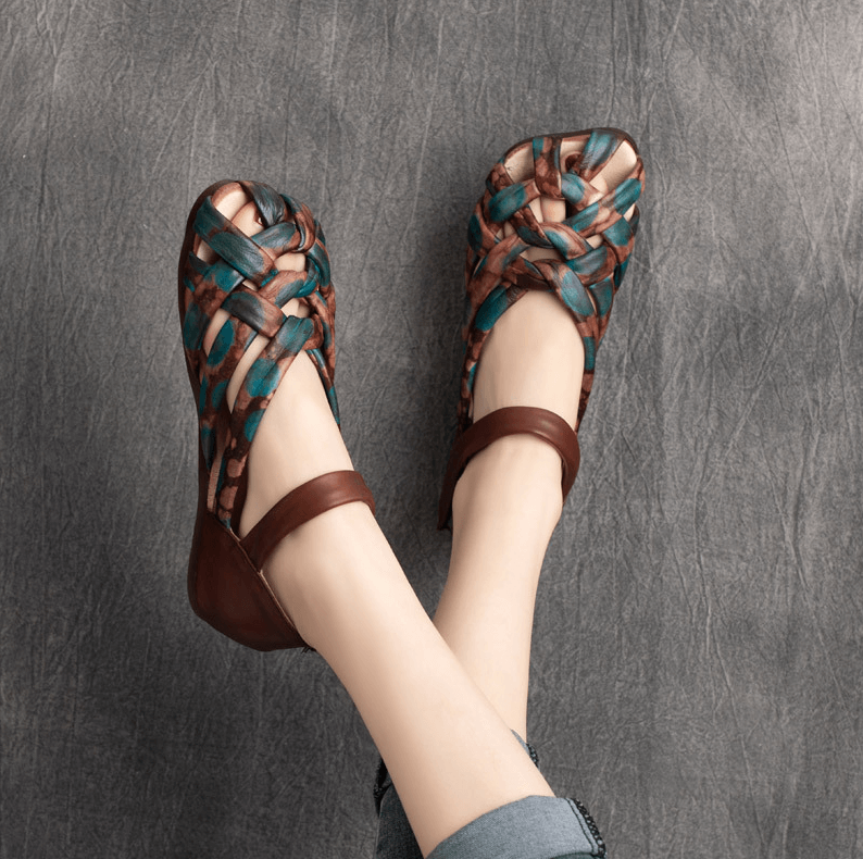 Babakud Women Vintage Weave Velcro Sandals