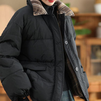 Babakud Women Winter Fashion Reversible Thick Plaid Puffer Jacket