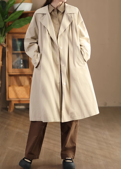 Babakud Women Autumn Fashionable Cotton Mid- Length Trench Coat