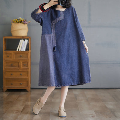 Babakud Women Autumn Denim Long Sleeves Dress