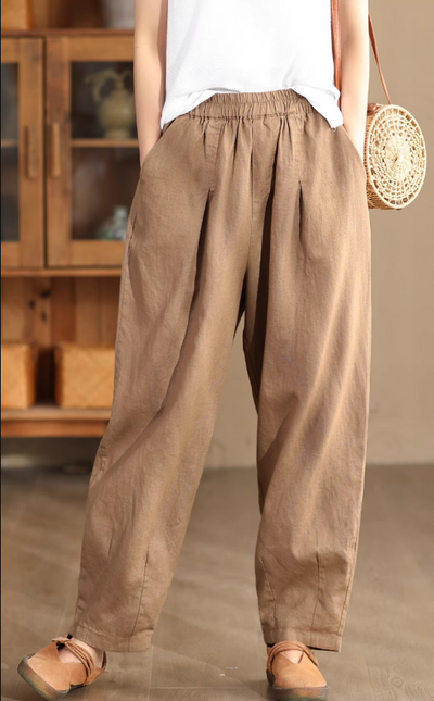 Babakud Women Autumn Loose Linen Casual Pants