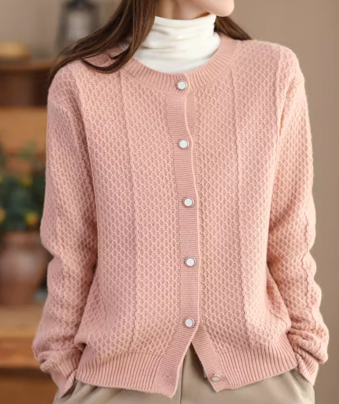 Babakud Women Autumn Spring Solid Colors Cotton Knit Jacket