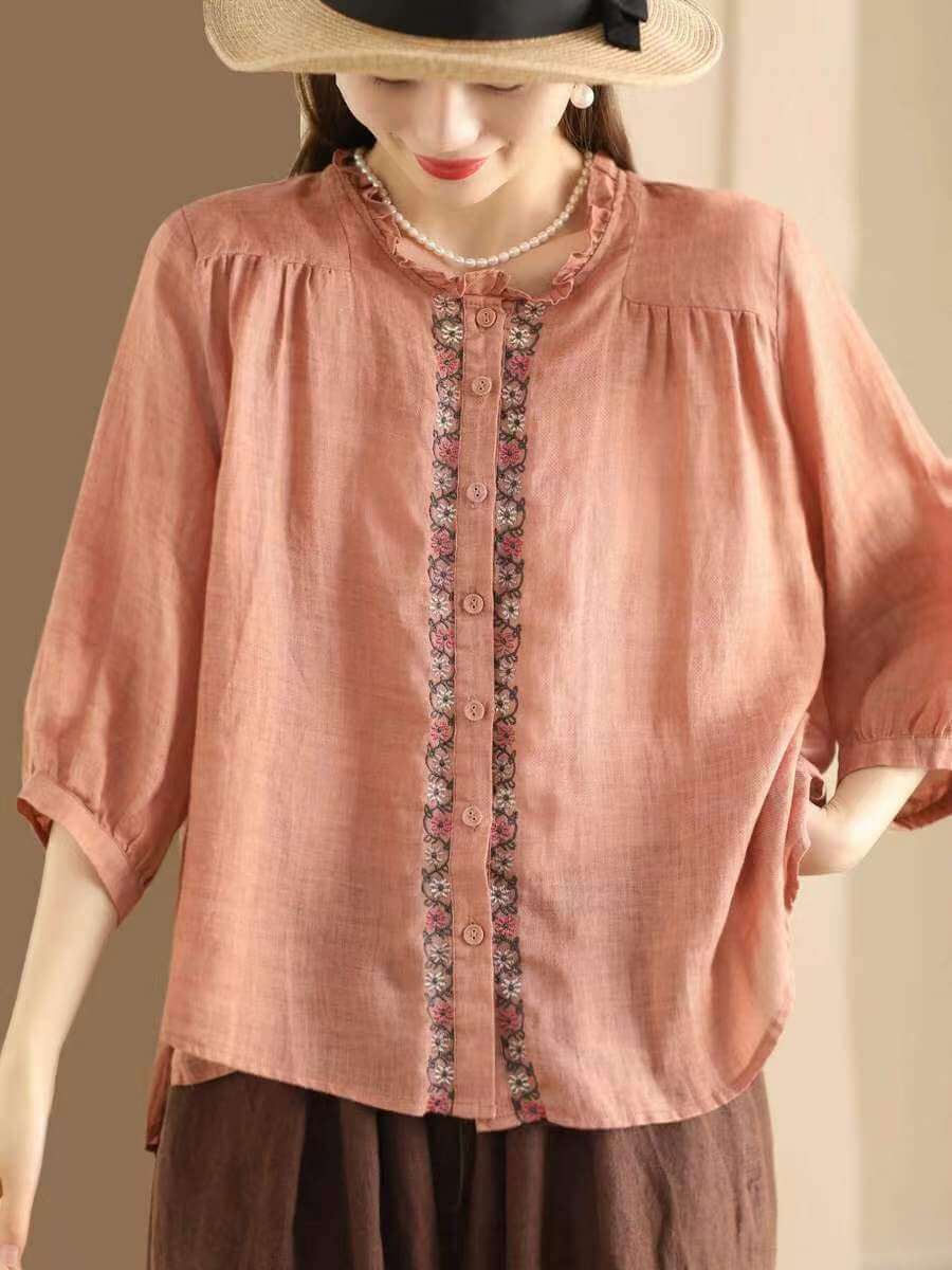 Babakud Women Ramie Elegance Floral Blouse