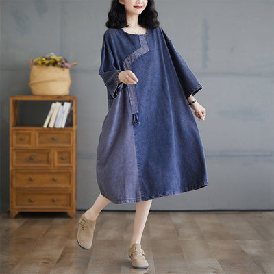 Babakud Women Autumn Denim Long Sleeves Dress